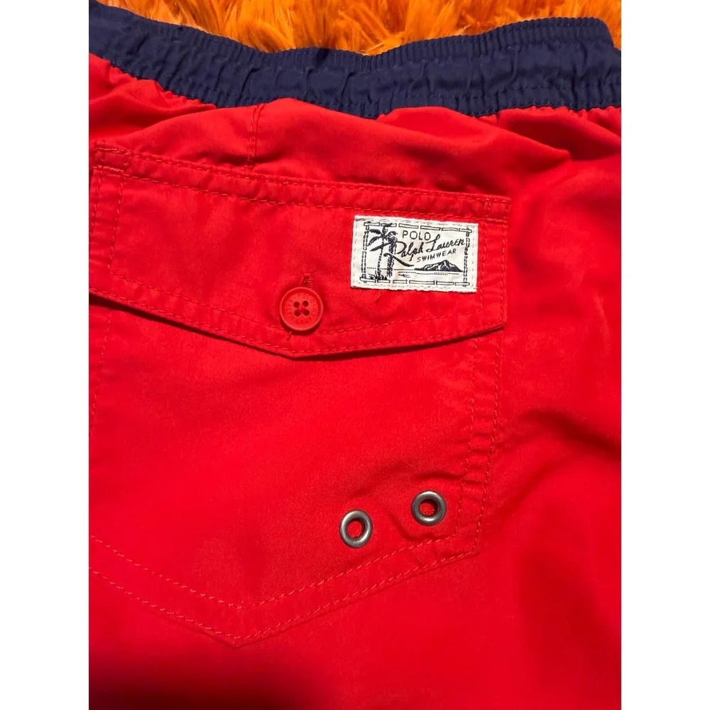 Polo Ralph Lauren Boys XL 18-20 Colorblock Swim Trunks Red Blue Yellow Logo